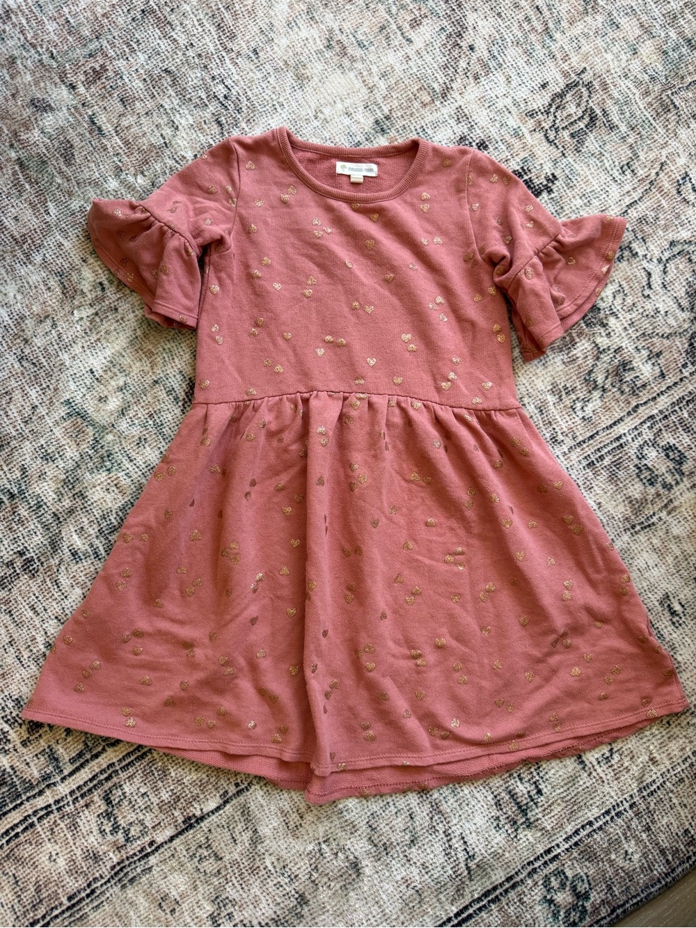 Girls Tucker + Tate size 7 pink with glitter hearts dress